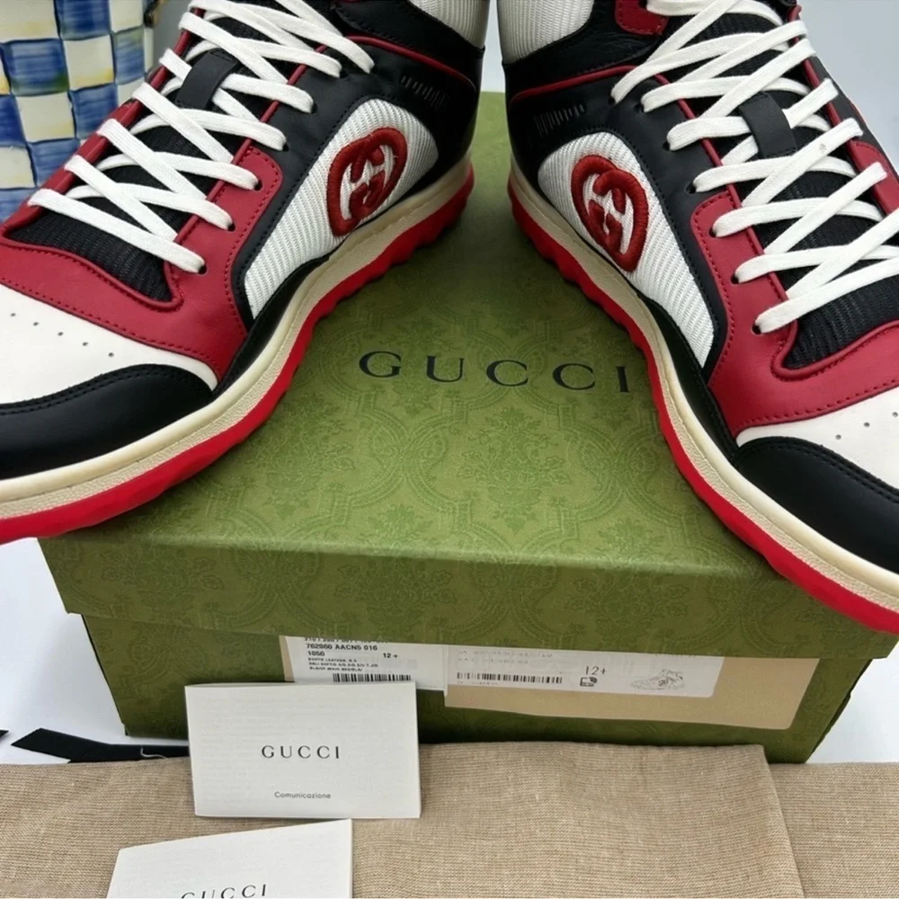 Men’s Gucci Mack 80 leather high top sneakers size 12.5 made in Italy